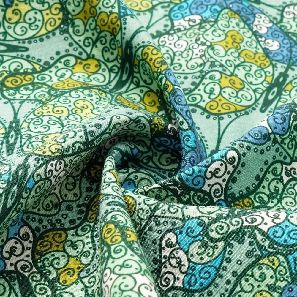 Bonlax Short Sleeve Button Down Shirt In Green Butterfly Print‎ Size 2XL